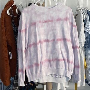 Pink/lavender/white tie dye crew neck sweatshirt.